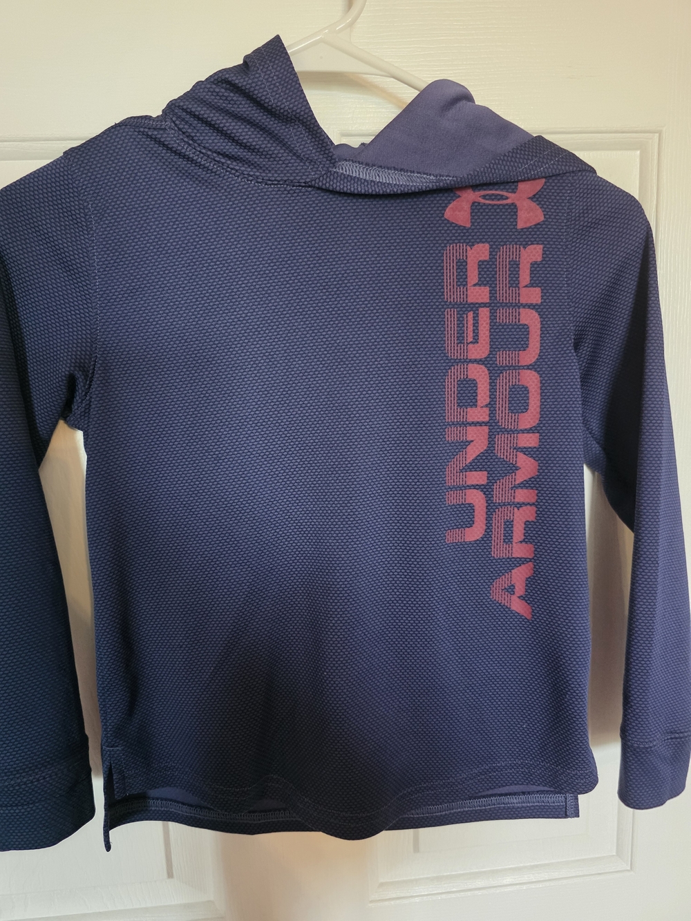 Under Armour Navy Hooded Long Sleeve Top with Pink Logo